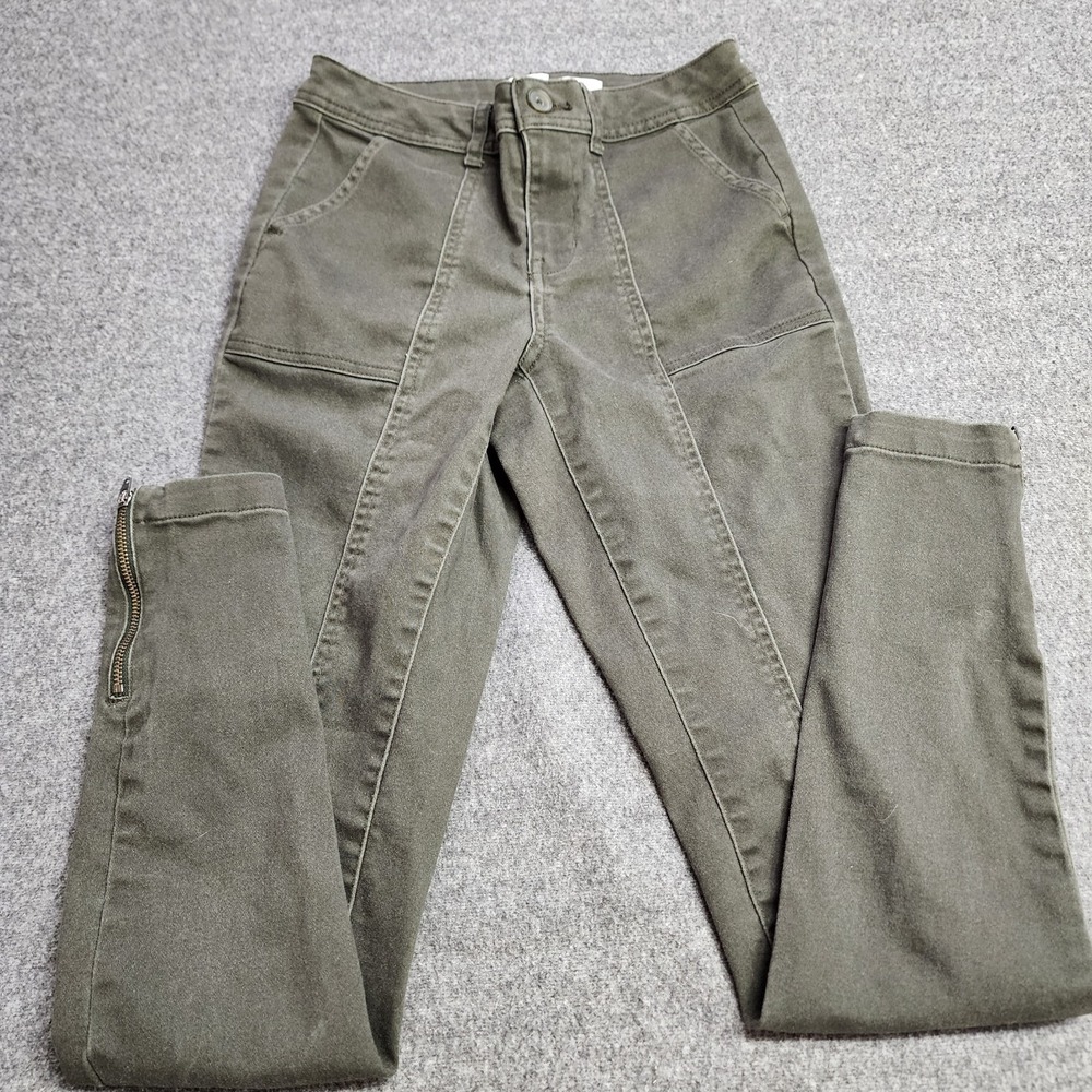 a.n.d Army Green/Gray Skinny Jeans Womens Size 2 Stretch Zip Ankle High Rise